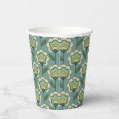 Gobelets En Papier Modèle Floral turquoise & Jaune (Droite)