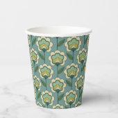 Gobelets En Papier Modèle Floral turquoise & Jaune (Recto)