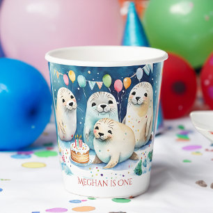 Gobelets En Papier Modèle personnalisé pour l'anniversaire d'hiver du