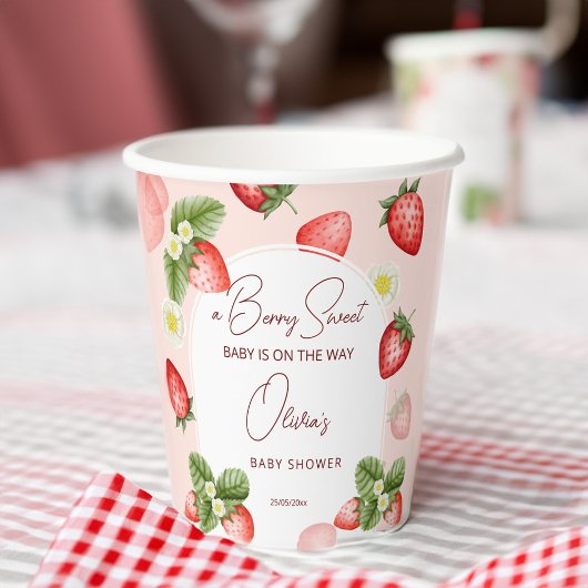 Gobelets En Papier Modèle sucré baby shower fraise