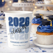 Modern Bold Class 2026 Navy Blue Graduation Party