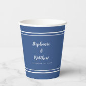 Gobelets En Papier Modern Bride & Groom Simple Classic Blue Wedding (Recto)