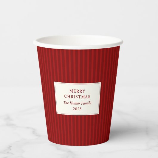 Gobelets En Papier Modern Christmas Minimal Holiday Red Stripes (Recto)