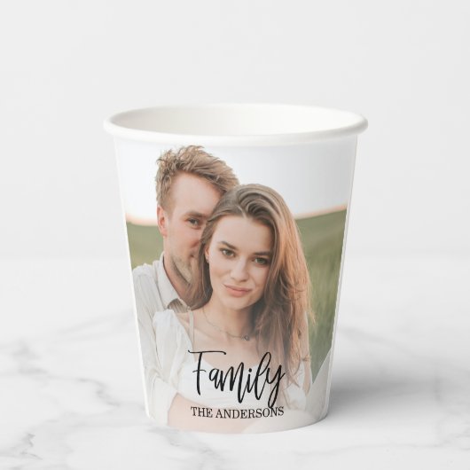 Gobelets En Papier Modern Couple Collage Photo & charmant Cadeau Fami (Verso)