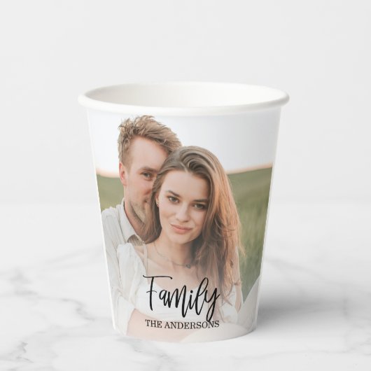 Gobelets En Papier Modern Couple Collage Photo & charmant Cadeau Fami (Recto)