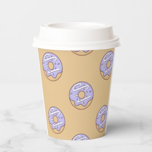 Gobelets En Papier Modern Donuts Pattern With Name (Verso)