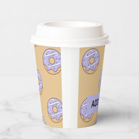Gobelets En Papier Modern Donuts Pattern With Name (Droite)