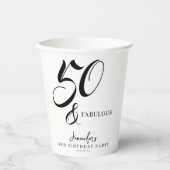 Gobelets En Papier Modern Elegant Black White Fifty Fabulous Birthday (Recto)