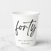 Gobelets en papier Modern Forty Script pour 40e an (Verso)