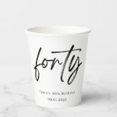 Gobelets en papier Modern Forty Script pour 40e an (Recto)