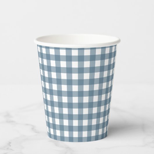 Gobelets En Papier Modern Gingham Blue Construction 3rd Birthday  (Verso)