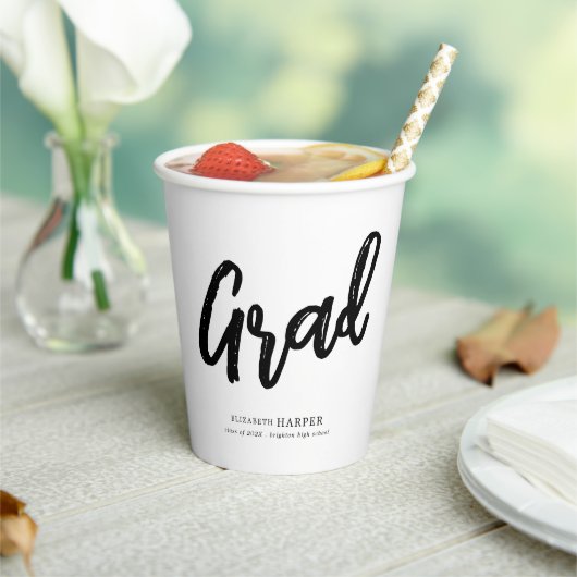 Gobelets En Papier Modern Grad Brush Script Graduation  (Insitu)