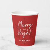 Gobelets En Papier Modern Merry & Bright Script Snowflakes Christmas  (Recto)