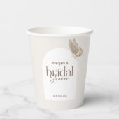 Gobelets En Papier Modern Minimalist Beige Butterfly Bridal Shower (Verso)