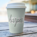 Gobelets En Papier Modern Pastel Mint Bonjour Et Vous Nom<br><div class="desc">Modern Pastel Mint Bonjour Et Vous Nom</div>