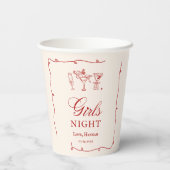 Gobelets En Papier Modern Red Girls Night Dinner Party (Verso)