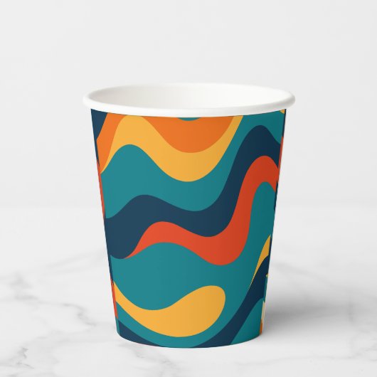 Gobelets En Papier Modern Retro Wavy Abstract Pattern  (Verso)