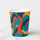 Gobelets En Papier Modern Retro Wavy Abstract Pattern  (Gauche)