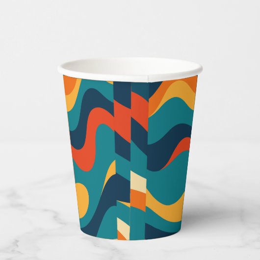 Gobelets En Papier Modern Retro Wavy Abstract Pattern (Droite)