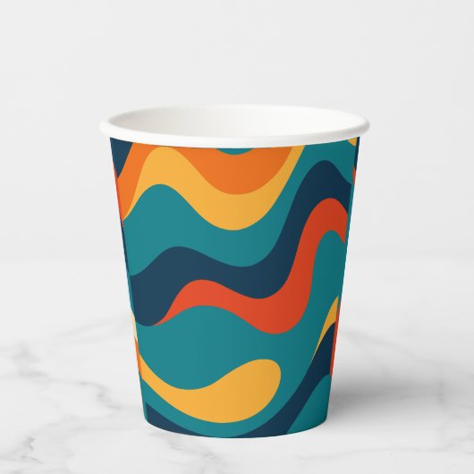 Gobelets En Papier Modern Retro Wavy Abstract Pattern  (Recto)