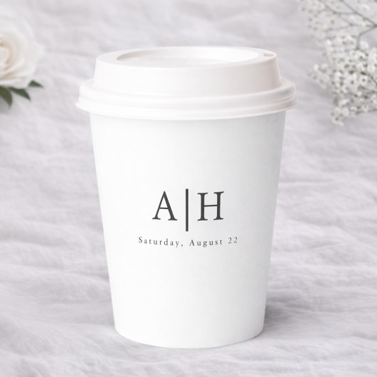 Gobelets En Papier Modern Serif Monogram Wedding Party Paper Cup