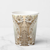 Gobelets En Papier Modern White Flowers Pearls Paper Cups (Verso)
