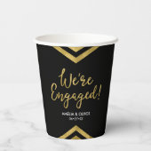 Gobelets En Papier Moderne Chevron en Or Faux Nous sommes Fiancés Fia (Verso)