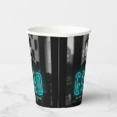 Gobelets En Papier Moderne Cyan Neon Graduation (Droite)