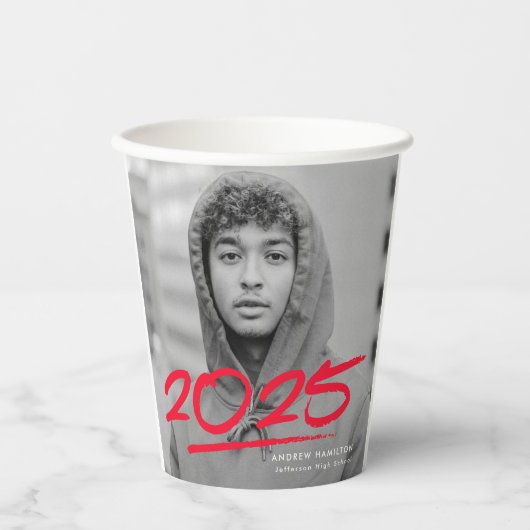 Gobelets En Papier Moderne Dashed Red 2025 - Diplôme photo (Recto)