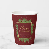 Gobelets En Papier Moderne Elegant Bourgogne Rouge Noël Botanique (Verso)
