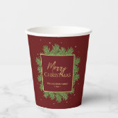 Gobelets En Papier Moderne Elegant Bourgogne Rouge Noël Botanique (Recto)