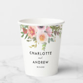 Gobelets En Papier Moderne, élégant mariage de fleurs d'eucalyptus (Recto)