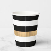 Gobelets En Papier Moderne Elegant noir, blanc et or rayé (Droite)
