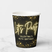 Gobelets En Papier Moderne Faisons la fête Noir et Or Neon Lumière br (Verso)