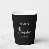 Gobelets En Papier Moderne fête de Bachelor simple noir (Verso)