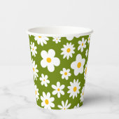 Gobelets En Papier Moderne Flat Graphic Daisy Green (Verso)