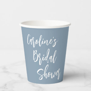 Gobelets En Papier Moderne Mariage Cérémonie Personnalisé Bleu Poussi
