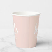 Gobelets En Papier Moderne Minimal Pastel Rose Bonjour Et Vous Nom (Droite)