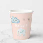 Gobelets En Papier Moderne Pastel Rose & Bleu Nom de l'enfant (Recto)