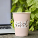Gobelets En Papier Moderne Pastel Rose Bonjour Et Vous Nom<br><div class="desc">Moderne Pastel Rose Bonjour Et Vous Nom</div>