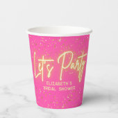 Gobelets En Papier Moderne Rose Chaud Doré Néon Brillant Faisons la F (Verso)