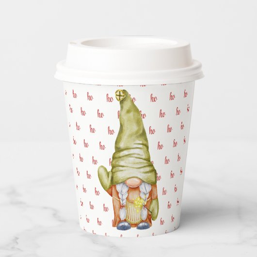 Gobelets En Papier Moderne Rouge Script Hohoho Gnomies Holiday (Verso)