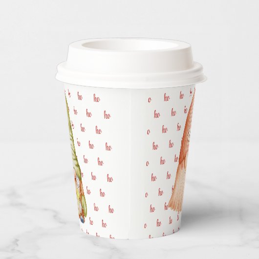 Gobelets En Papier Moderne Rouge Script Hohoho Gnomies Holiday (Droite)