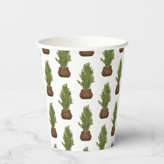 Gobelets En Papier Moderne Russe Aquarelle Noël Arbre de Noël (Verso)