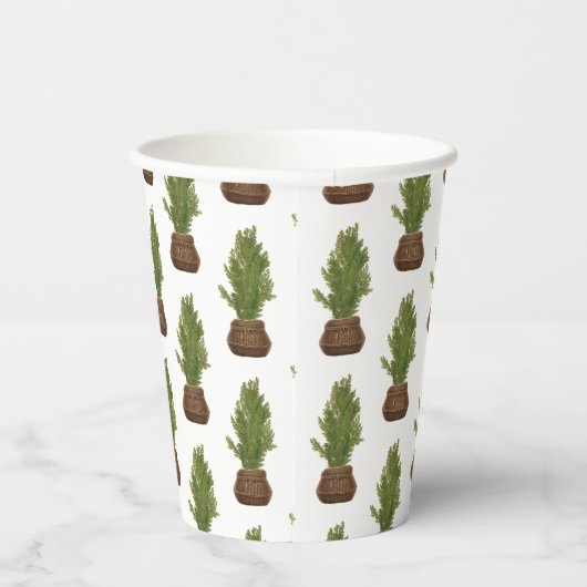 Gobelets En Papier Moderne Russe Aquarelle Noël Arbre de Noël (Droite)