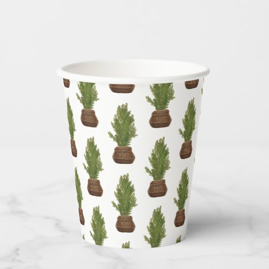 Gobelets En Papier Moderne Russe Aquarelle Noël Arbre de Noël (Recto)