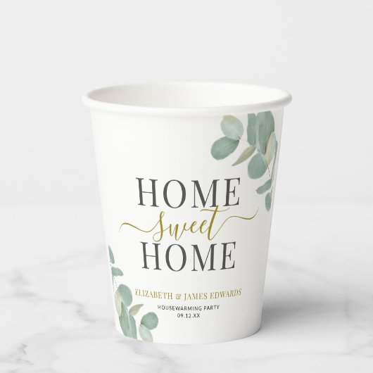 Gobelets En Papier Moderne Rustique Eucalyptus Accueil Sweet Home Par (Verso)