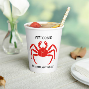Gobelets En Papier Moderne Simple rouge crabe de mer frais