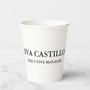 Gobelets En Papier Moderne tendance Elégant Simple White Manager