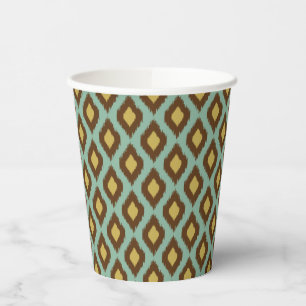 Gobelets En Papier moderne tribal ikat bleu jaune moderne